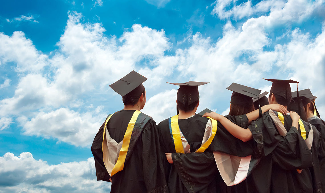 Group of Chinese students on graduation day